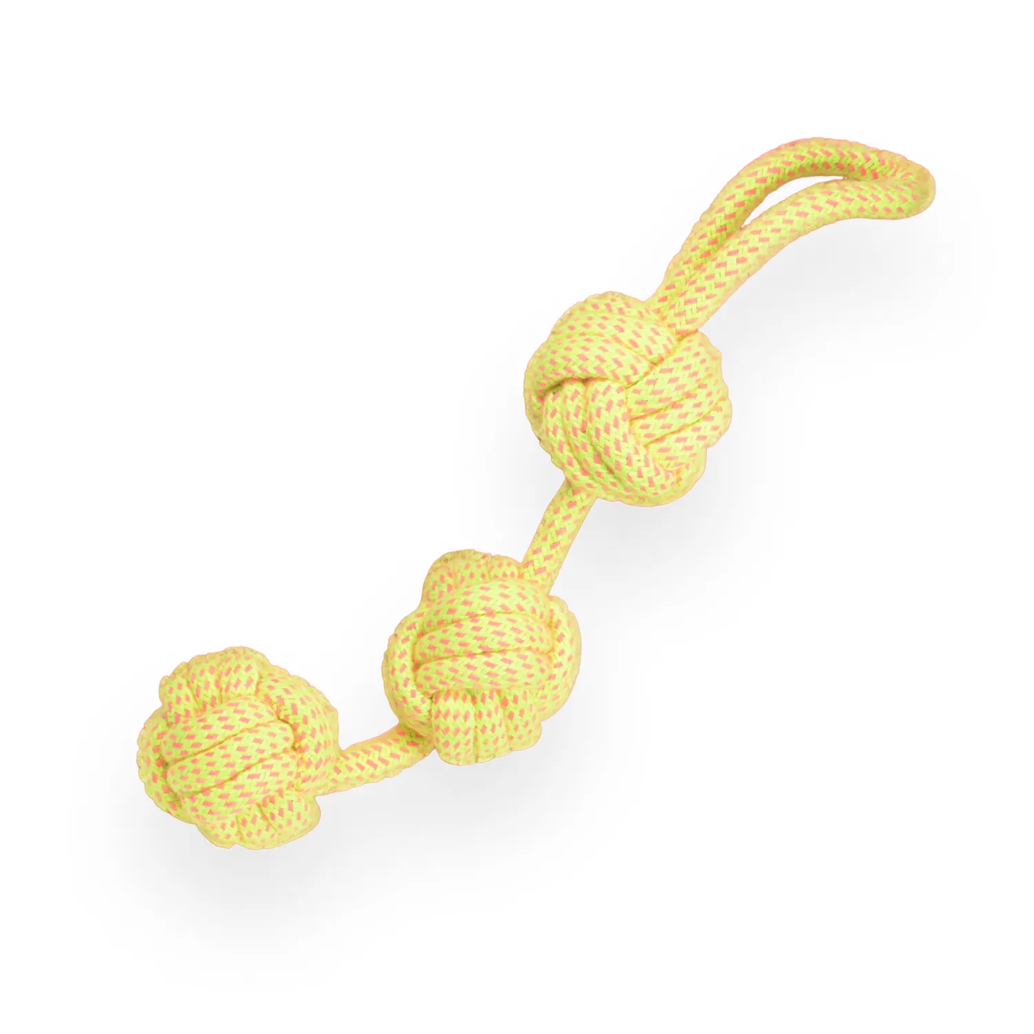 Skatrs 3 Ball Rope Tug Toy for Dogs and Cats (Yellow)