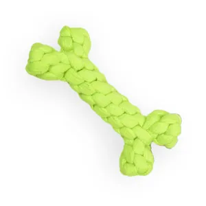 Skatrs Bone Shaped Rope Chew Toy for Dogs and Cats (Neon Green)