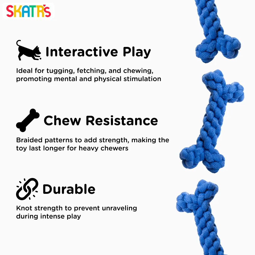 Skatrs Bone Shaped Rope Chew Toy for Dogs and Cats (Royal Blue)