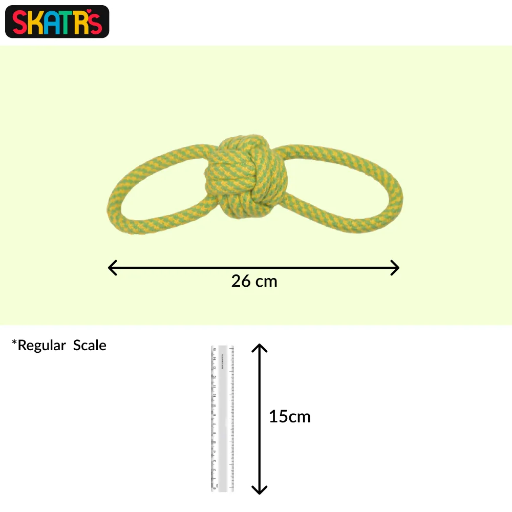 Skatrs Double Loop Knotted Rope Chew Toy for Dogs and Cats (Green/Yellow)