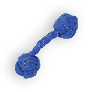 Skatrs Dumbbell Chew Toy for Dogs & Cats (Blue/Yellow)