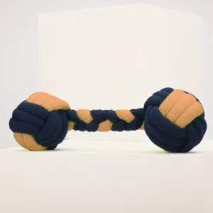 Skatrs Dumbbell Shaped Rope Chew Toy for Dogs and Cats (Blue/Orange)