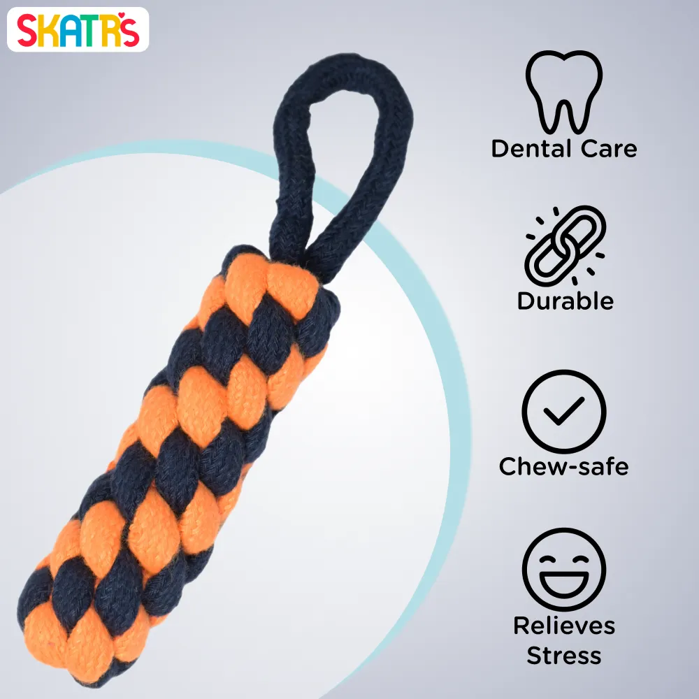 Skatrs Dummy Knotted Rope Chew Toy for Dogs and Cats (Blue/Orange)