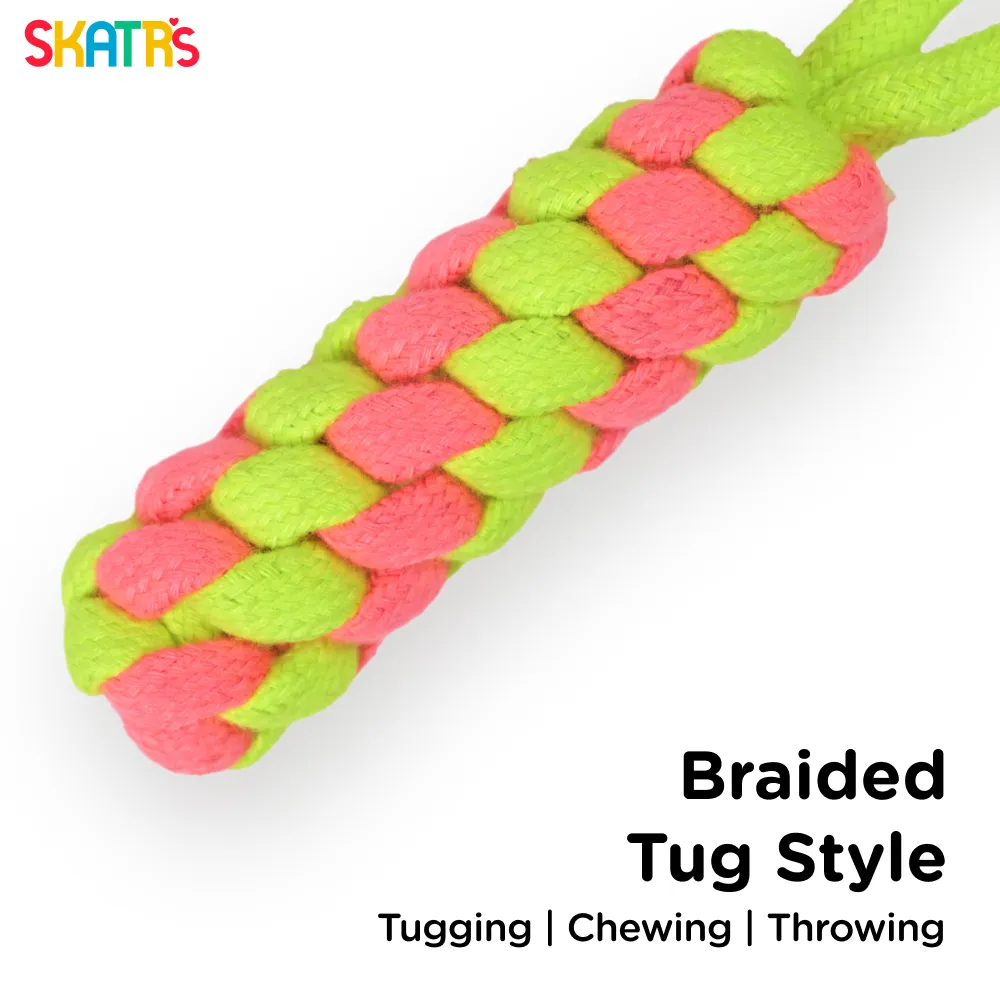 Skatrs Dummy Knotted Rope Chew Toy for Dogs and Cats (Pink/Green)