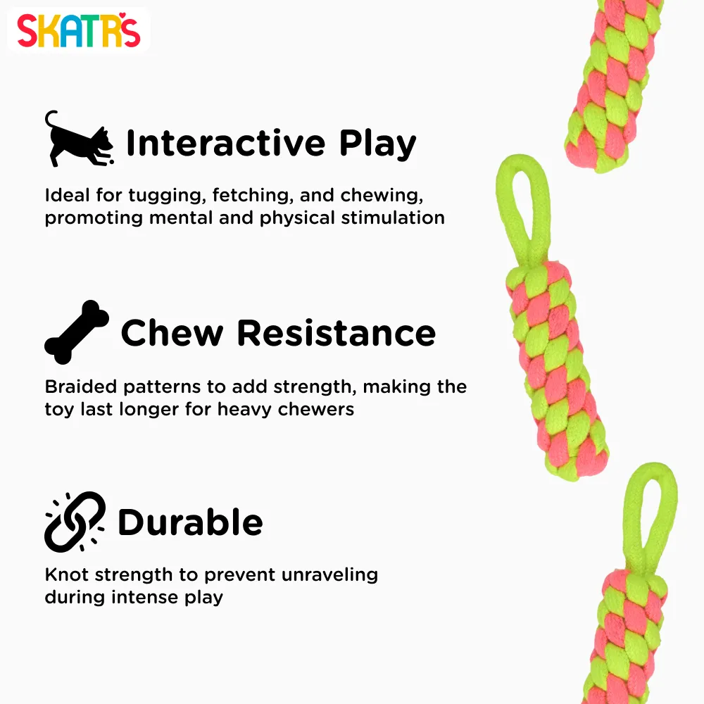 Skatrs Dummy Knotted Rope Chew Toy for Dogs and Cats (Pink/Green)