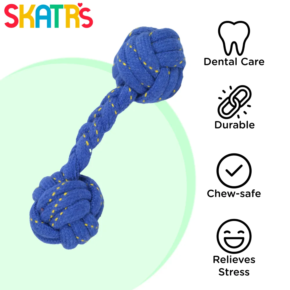 Skatrs Tennis Ball for Dogs and Dumbbell Shaped Rope Chew Toy for Dogs and Cats Combo