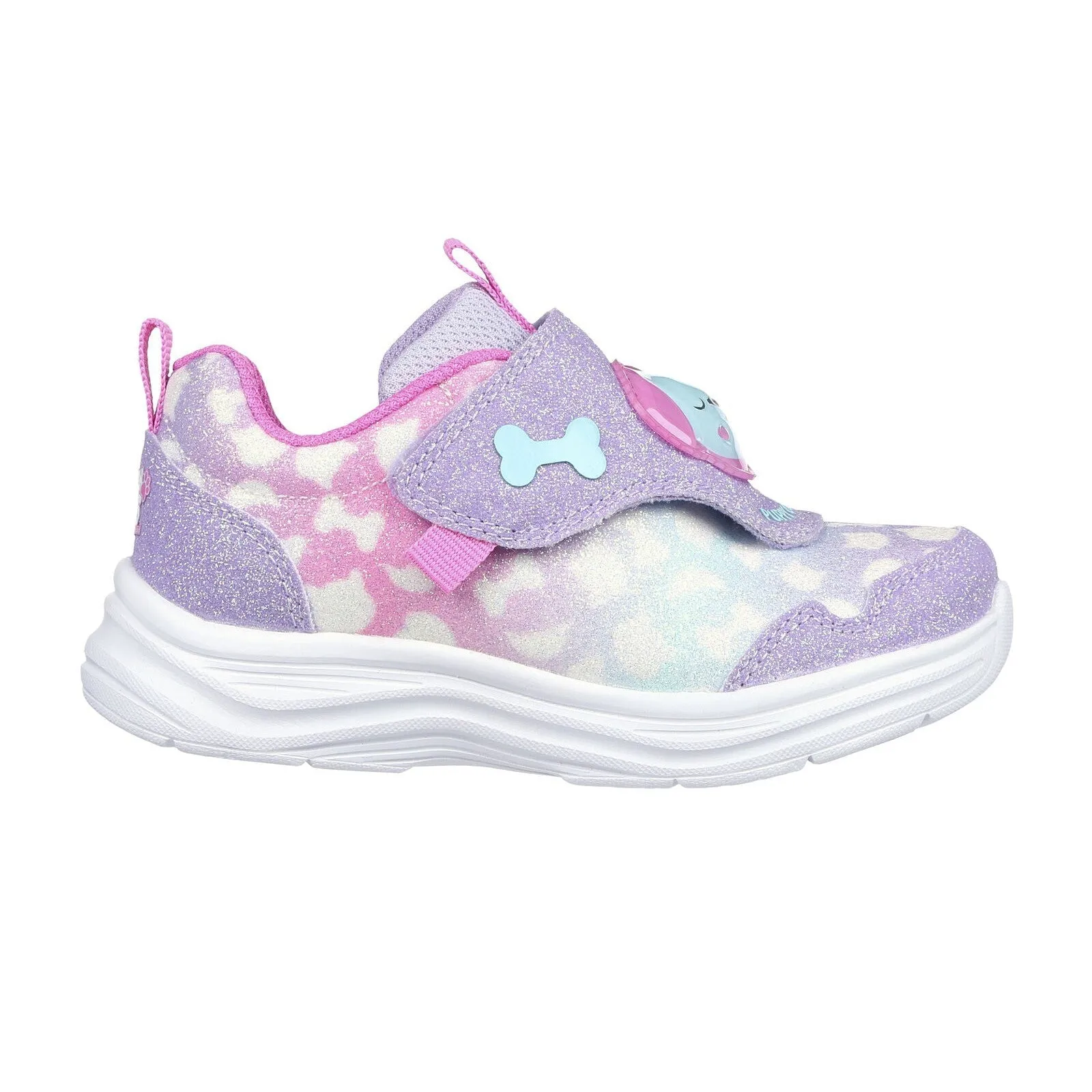 Skechers 302698N Glimmer Kicks Skech Pets Girls Lavender And Hot Pink Textile Touch Fastening Trainers