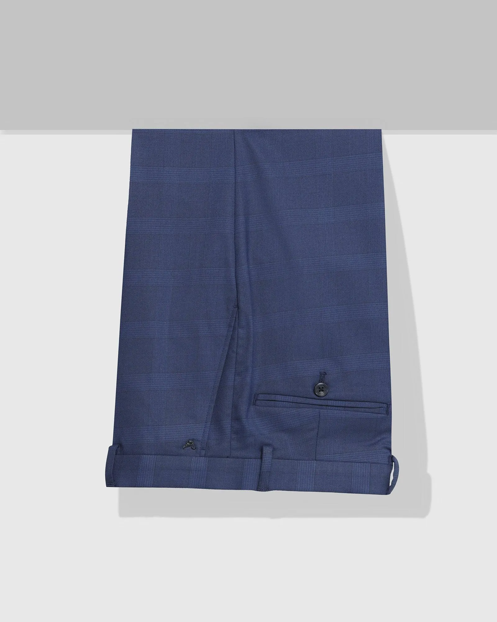 Slim Fit B-91 Formal Blue Check Trouser - Morley