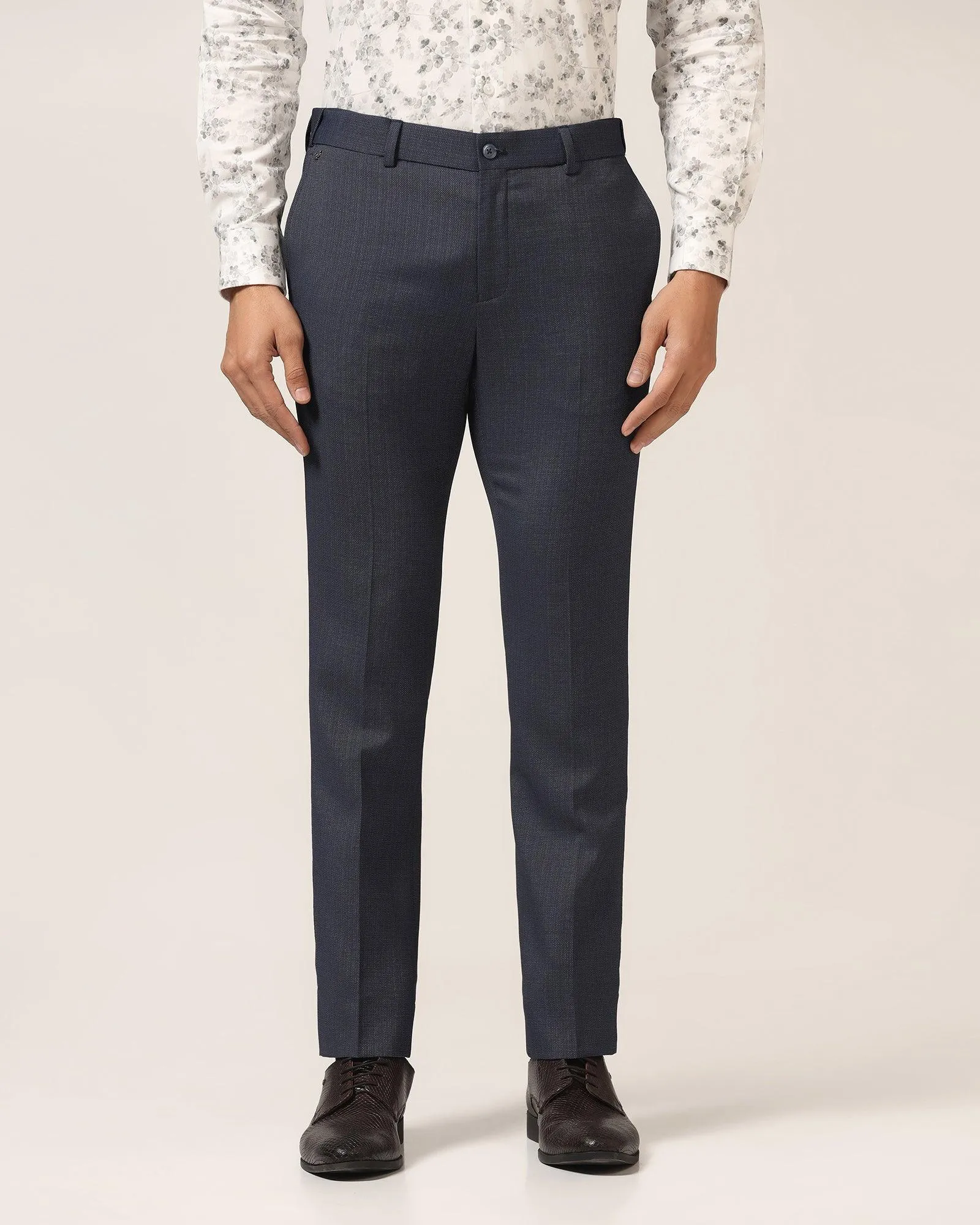 Slim Fit B-91 Formal Navy Textured Trouser - Bandit