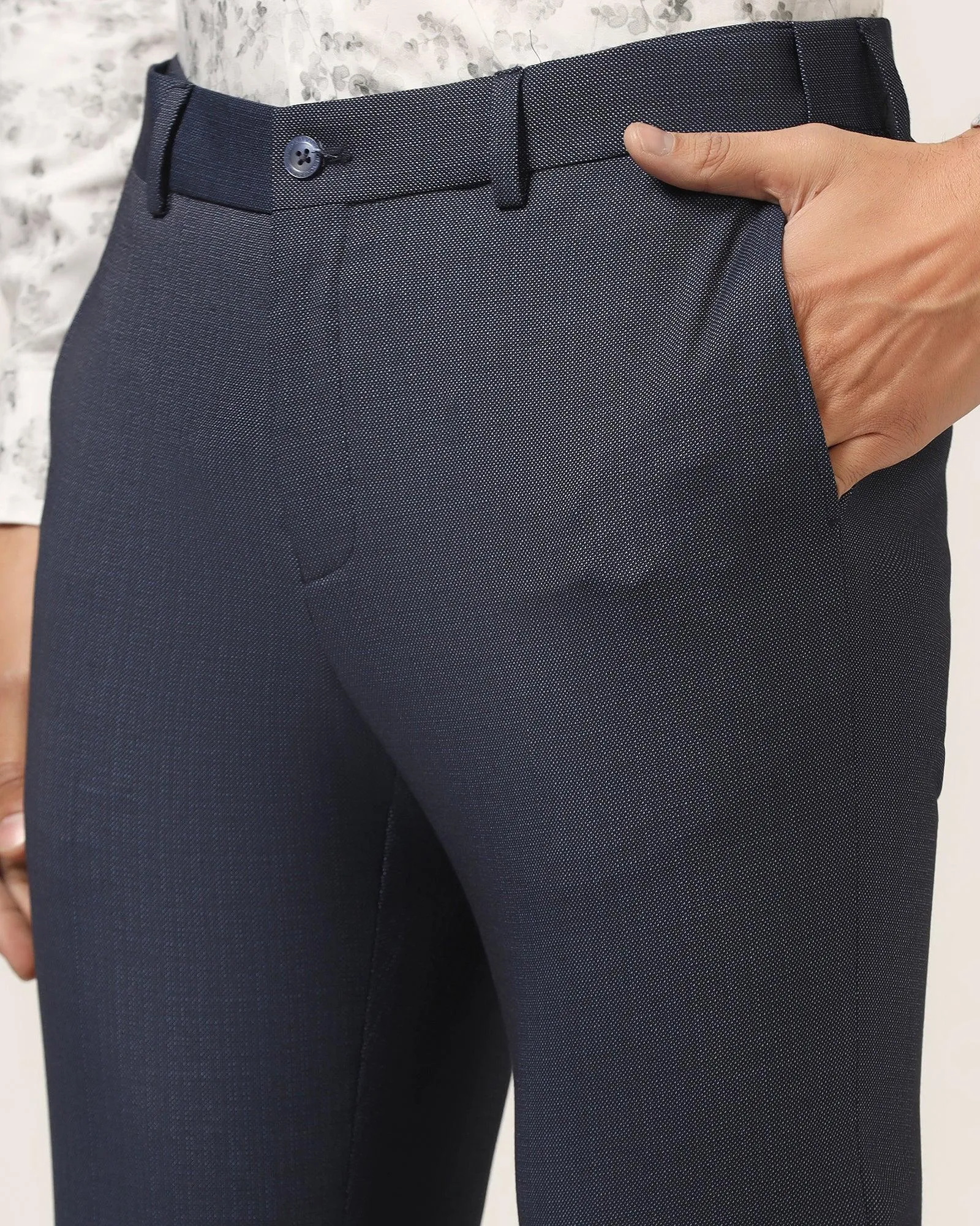 Slim Fit B-91 Formal Navy Textured Trouser - Bandit