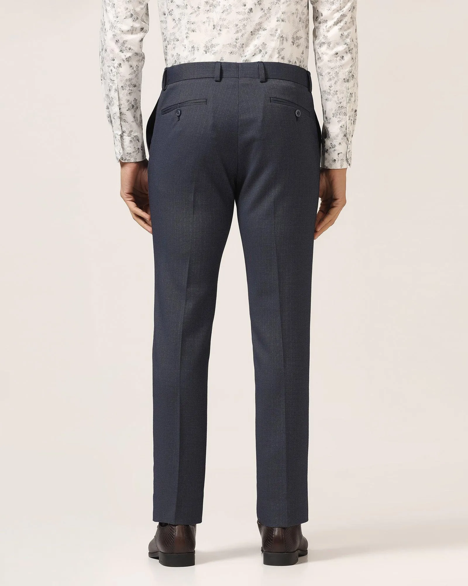 Slim Fit B-91 Formal Navy Textured Trouser - Bandit