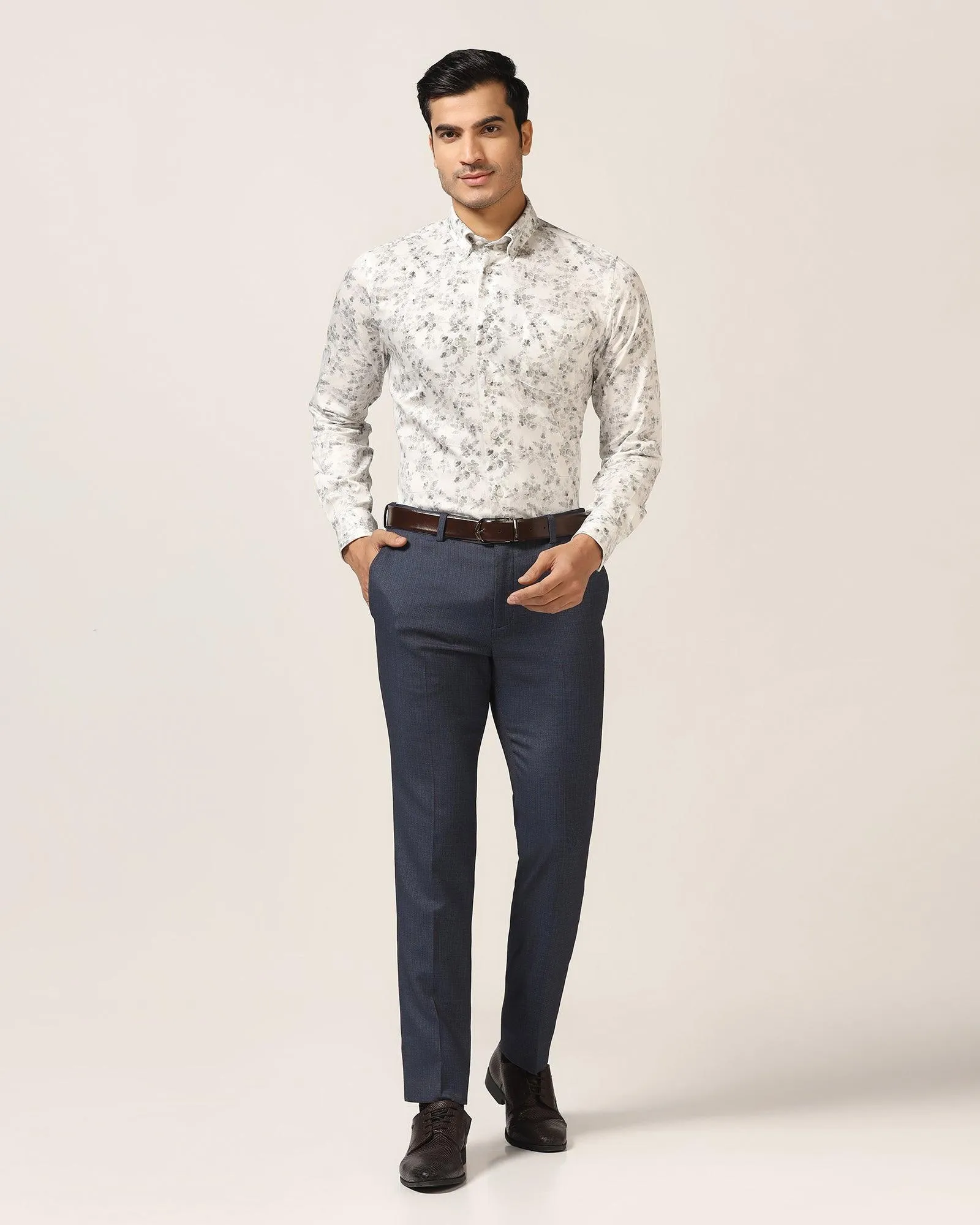 Slim Fit B-91 Formal Navy Textured Trouser - Bandit