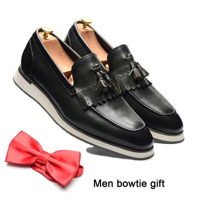 Solid Genuine Leather Slip-on Loafers