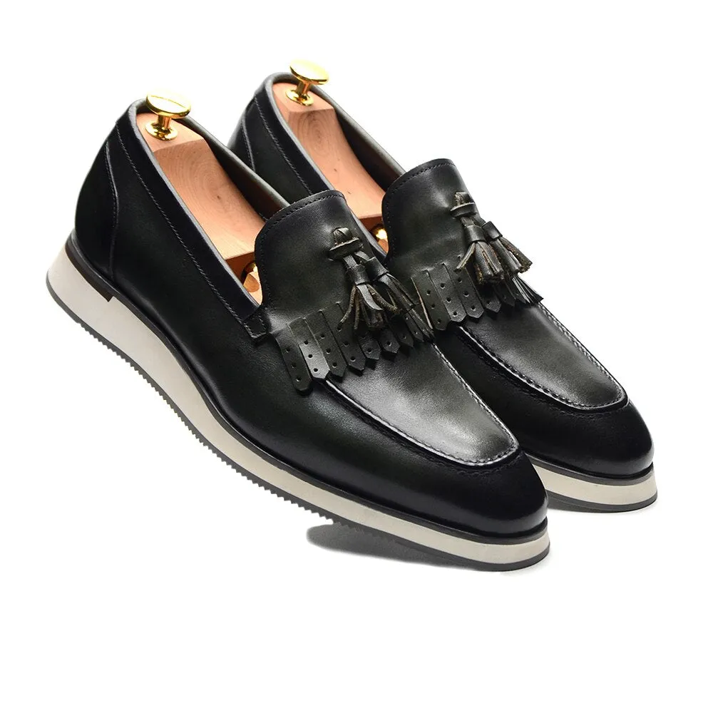 Solid Genuine Leather Slip-on Loafers