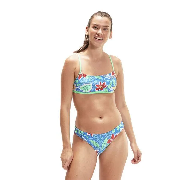 Speedo Womens Allover Digital Cross Back Crop Top