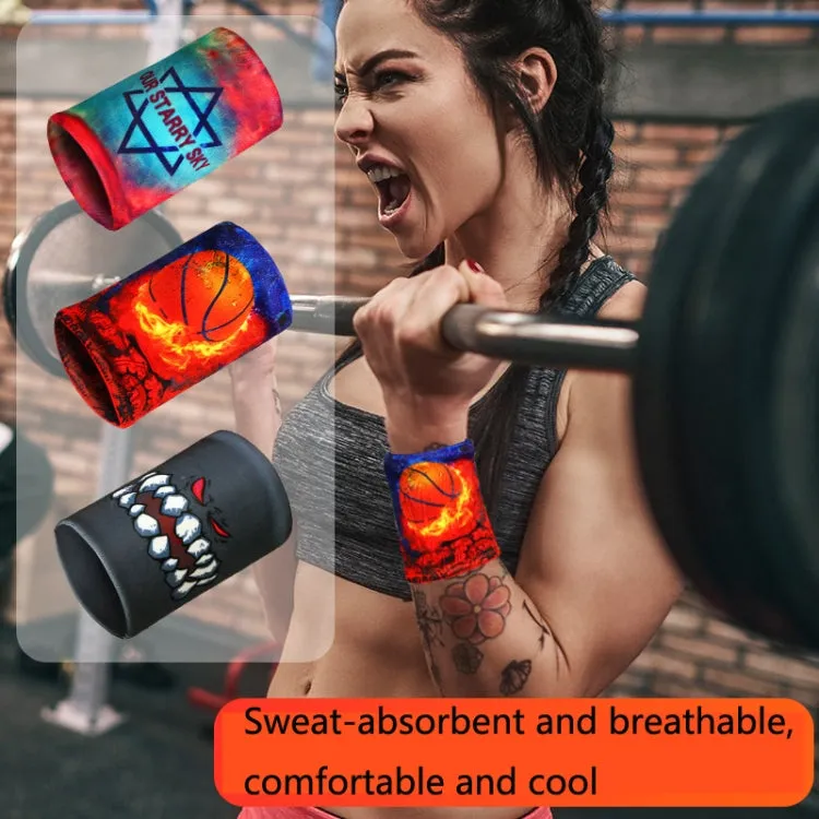 Sports Fitness Elastic Wristbands Absorbing Sweat Playing Ball Riding Wiping Sweat Cold Wristbands, Specification: M(Basketball)