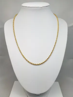 Sporty 18" Solid 14k Yellow Gold Rope Chain Necklace Italy