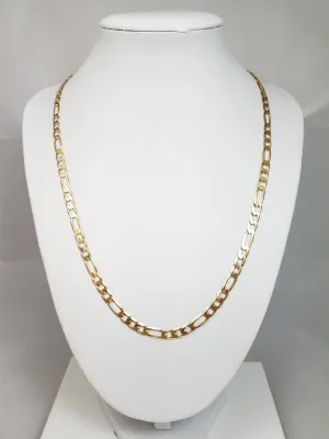 Sporty 20" Solid 10k Yellow Gold Figaro Link Chain Necklace Italy