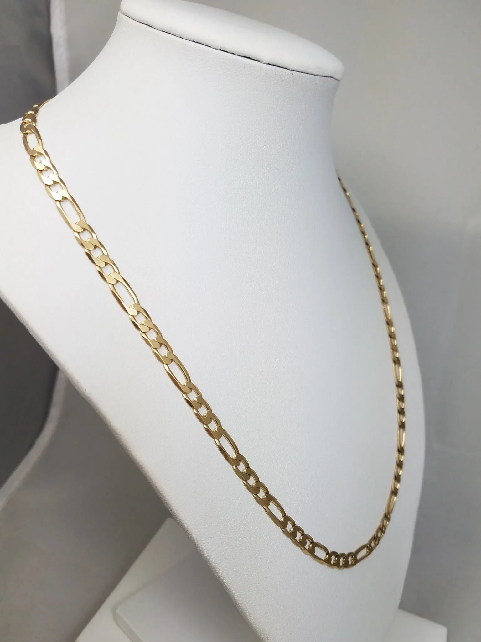 Sporty 20" Solid 10k Yellow Gold Figaro Link Chain Necklace Italy