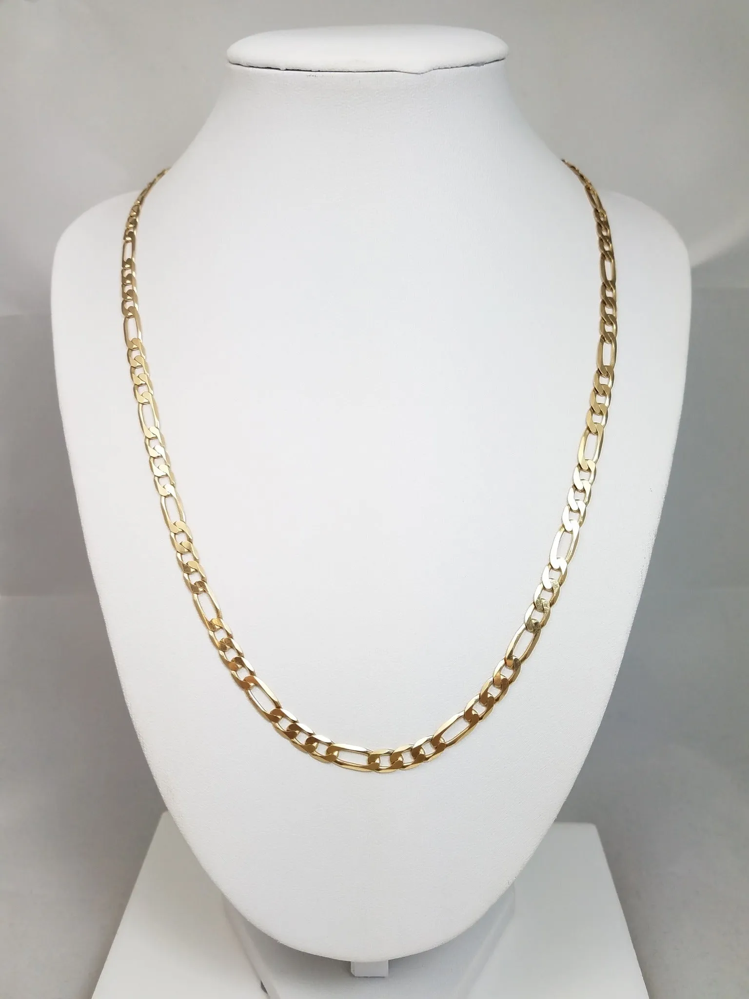 Sporty 20" Solid 10k Yellow Gold Figaro Link Chain Necklace Italy