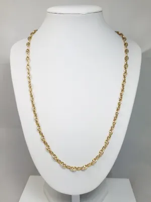 Sporty 21.5" Solid 14k Yellow Gold Fancy Mariner Link Chain Necklace Italy