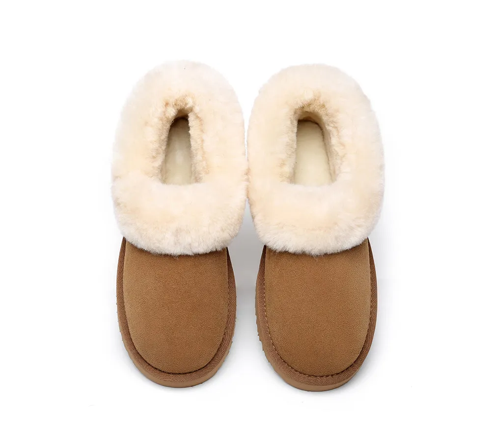 TARRAMARRA® UGG Slippers Women Sheepskin Wool Collar Clarrie