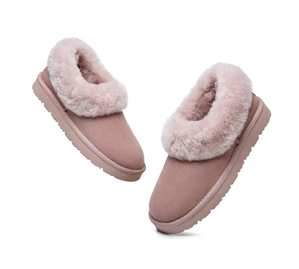 TARRAMARRA® UGG Slippers Women Sheepskin Wool Collar Clarrie