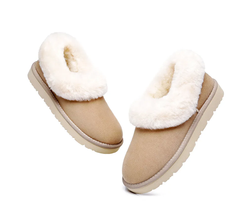 TARRAMARRA® UGG Slippers Women Sheepskin Wool Collar Clarrie