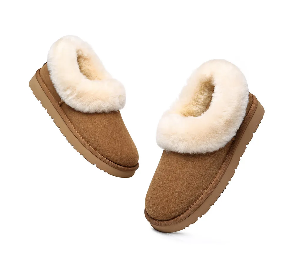 TARRAMARRA® UGG Slippers Women Sheepskin Wool Collar Clarrie