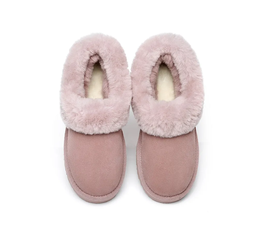 TARRAMARRA® UGG Slippers Women Sheepskin Wool Collar Clarrie