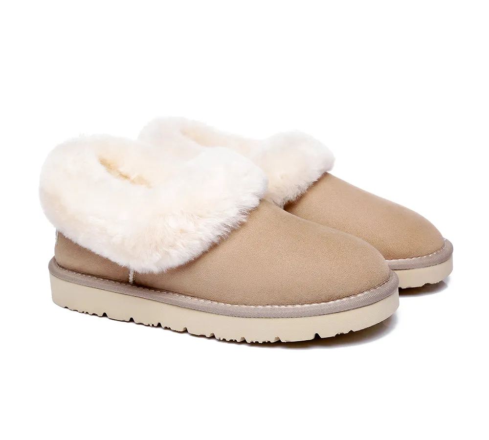 TARRAMARRA® UGG Slippers Women Sheepskin Wool Collar Clarrie