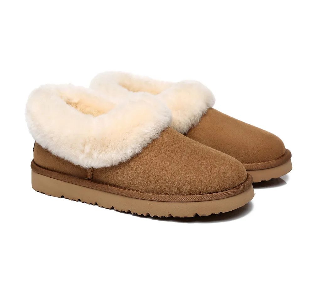 TARRAMARRA® UGG Slippers Women Sheepskin Wool Collar Clarrie