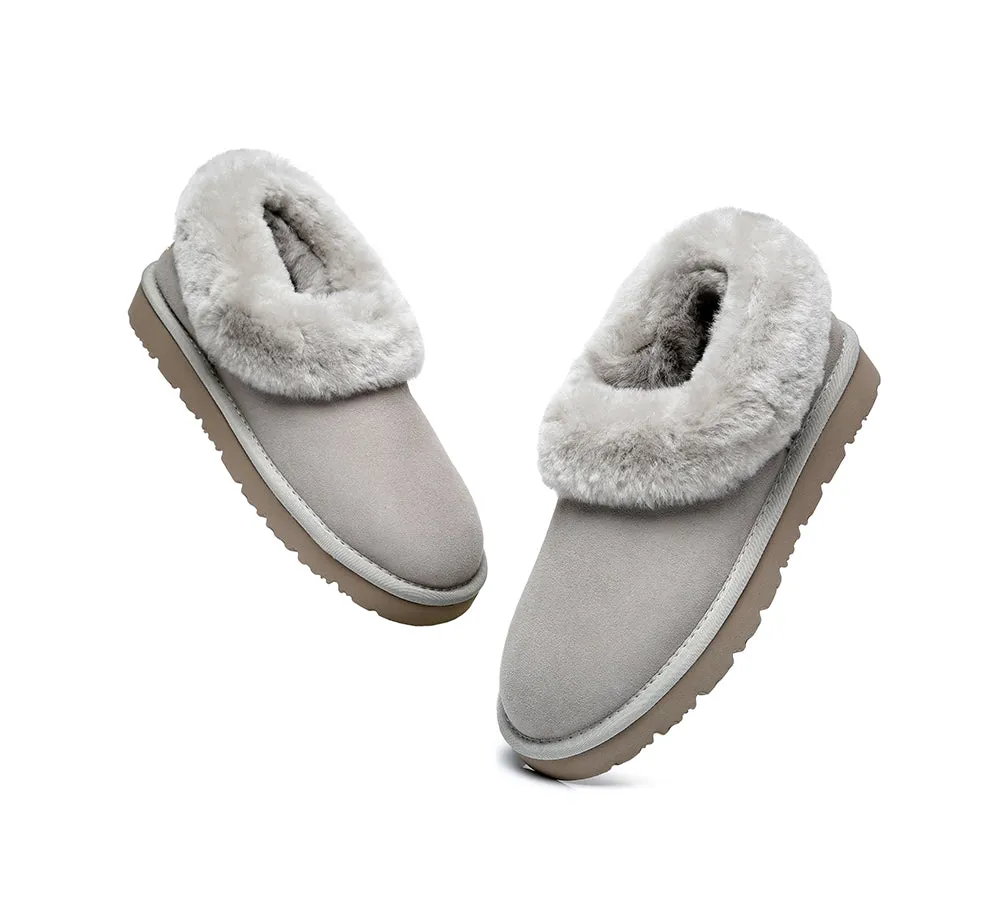 TARRAMARRA® UGG Slippers Women Sheepskin Wool Collar Clarrie