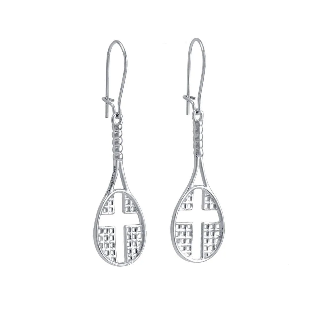 Tennis Racket Dangle Earrings | Sterling