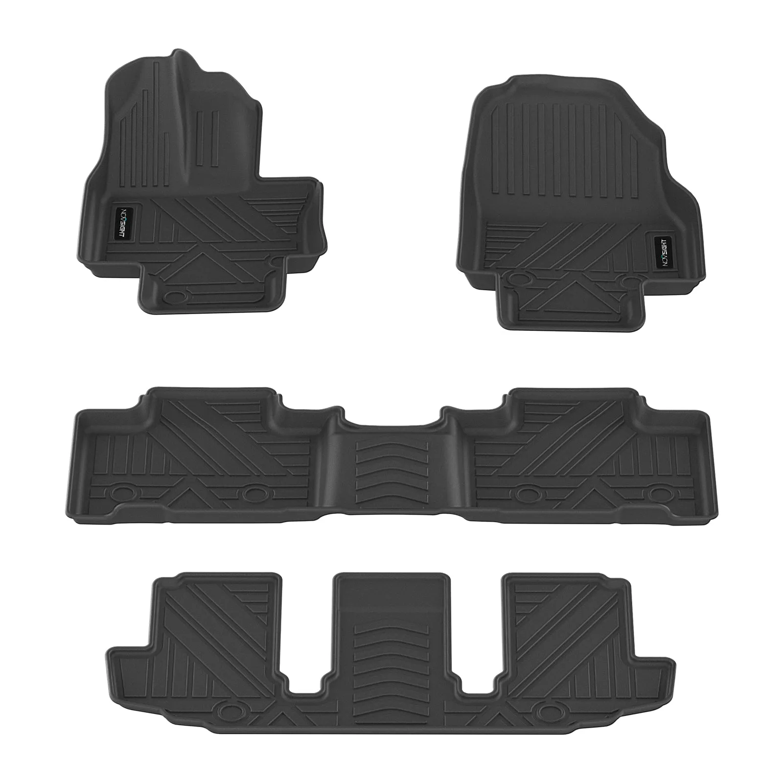 Toyota Highlander 2022-2023 7 Seat Floor Mats (Include Hybrid) Custom Fit TPE Liners Full Set