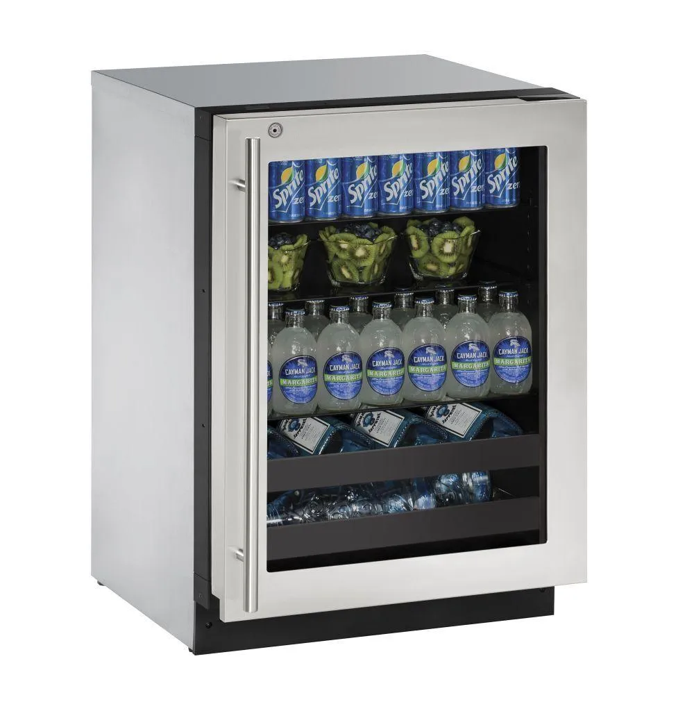 U-Line U2224BEVS13B 2224bev 24" Beverage Center With Stainless Frame Finish and Right-hand Hinge Door Swing and Lock (115 V/60 Hz)