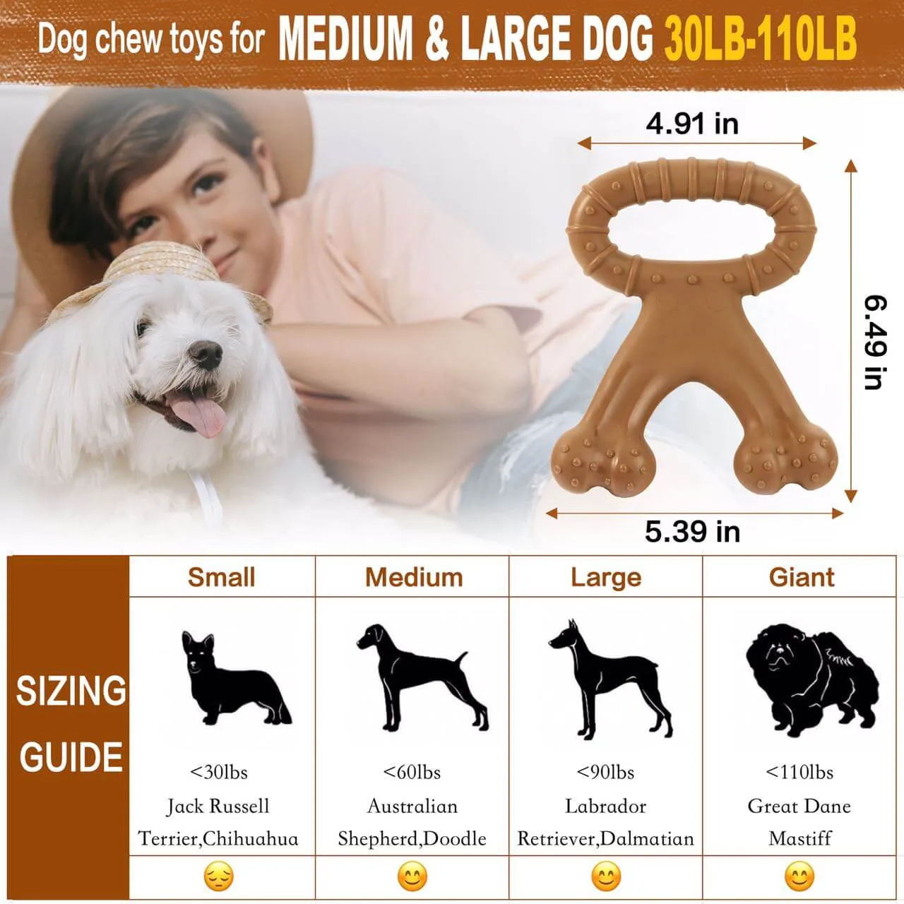 Very Durable Interactive Dog Chew Toys with Food Flavor for Medium Large Dogs