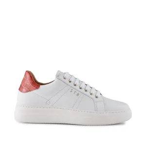 Vinca sneaker leather - WHITE/ RED