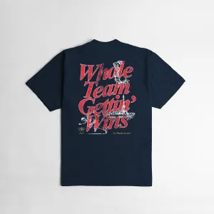 Whole Team Gettin' Wins Heavyweight  T-shirt- Navy