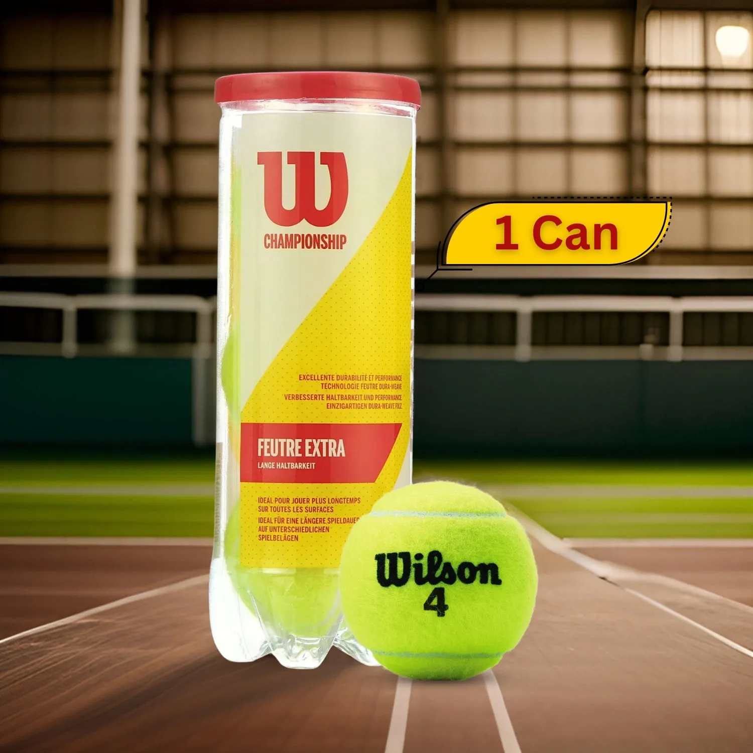 Wilson Four Championship Extra Duty Tennis Balls Can, 1 Can