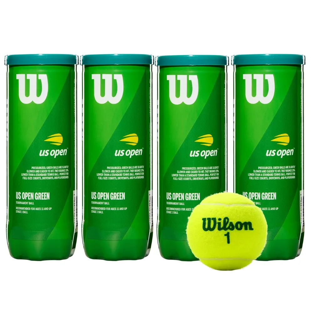 Wilson US Open Green Tennis Ball - Pack of 4 (12 Balls)/ Triple Point Sports