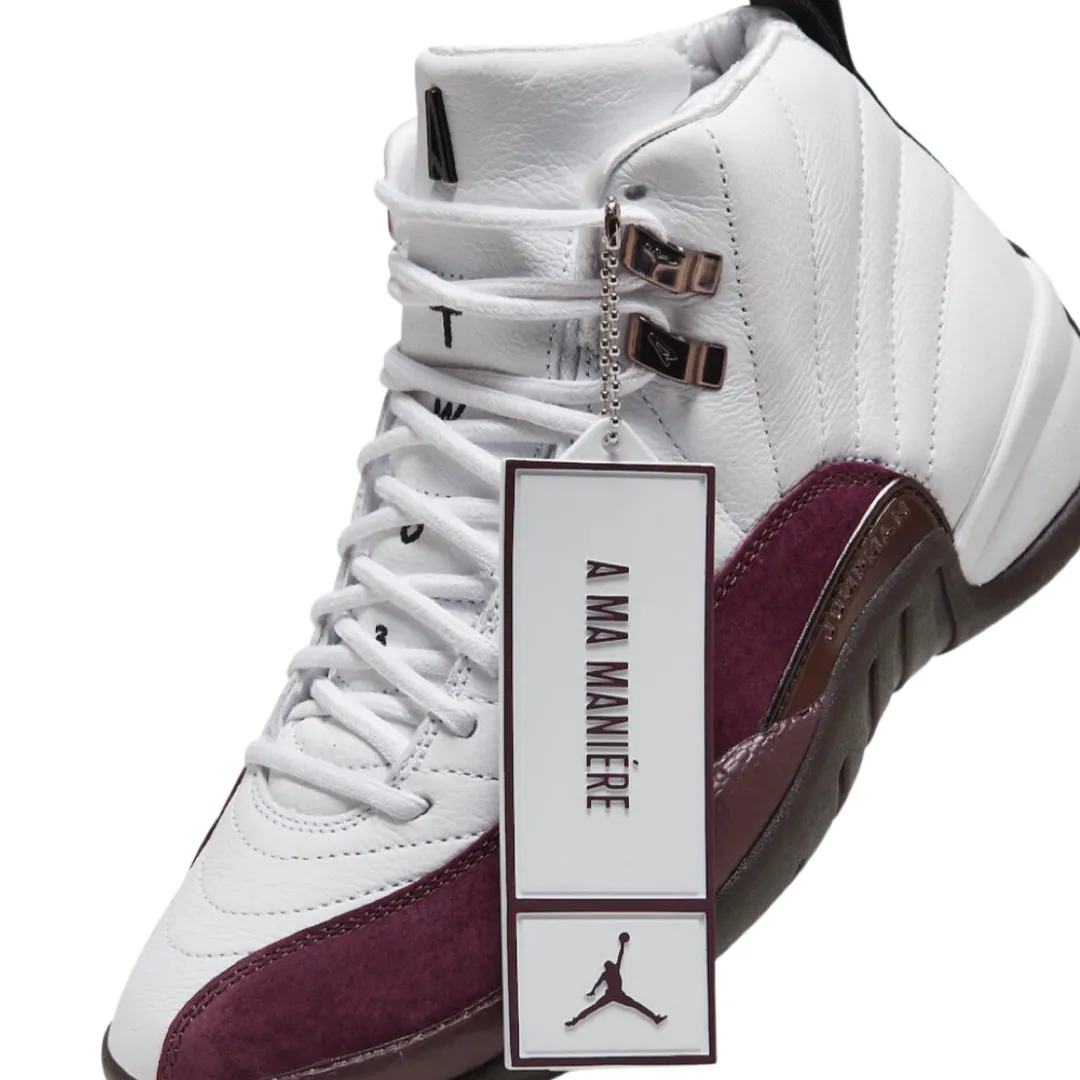 Women's Air Jordan 12 A Ma Maniere White Black Burgundy Crush