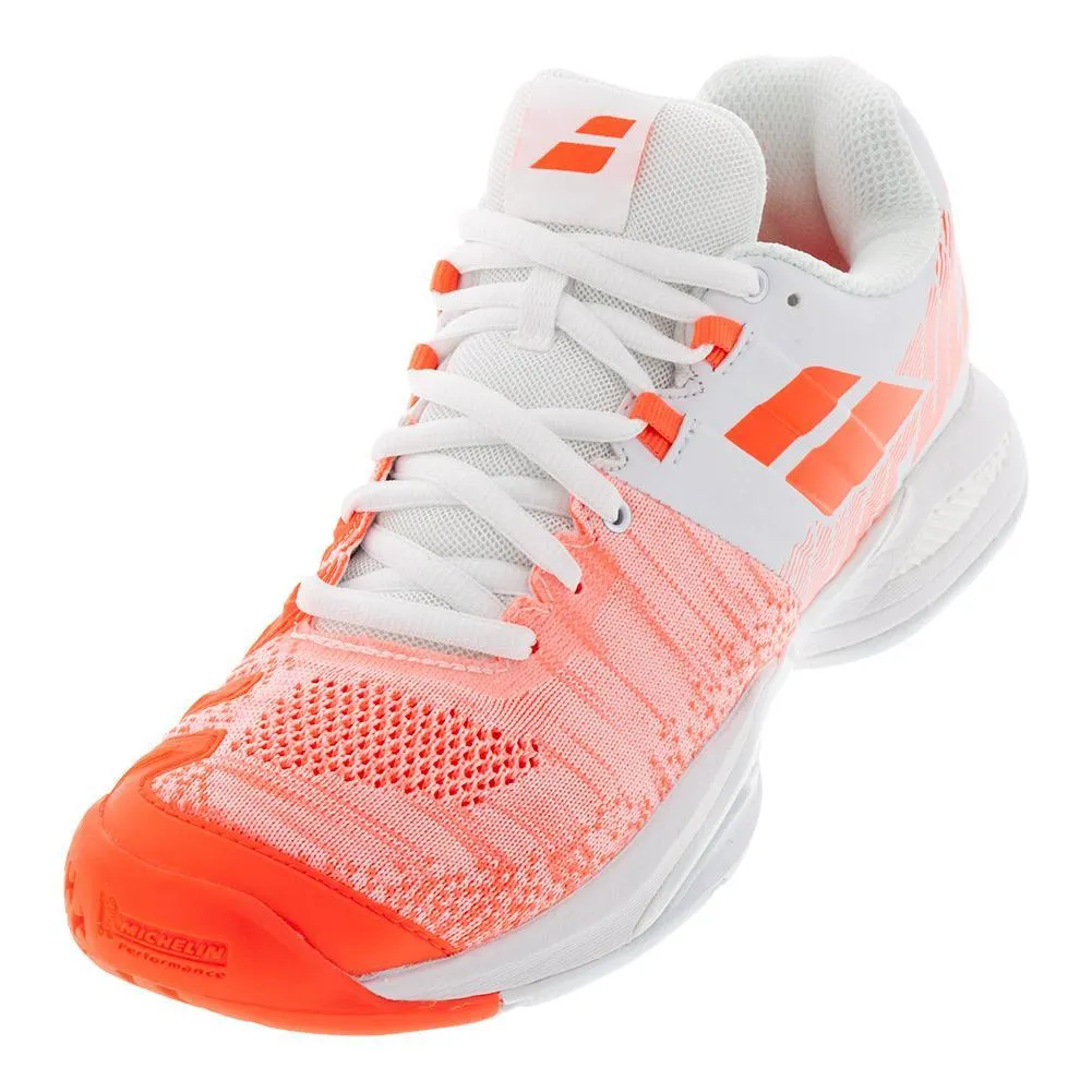 Women's Propulse Blast White and Fluo Strike All Court Tennis Shoes