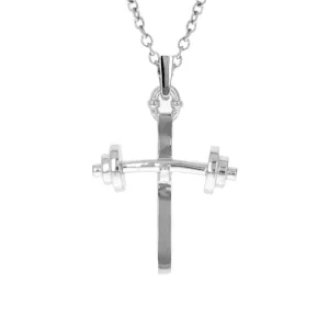 Youth Barbell Cross Necklace | Sterling