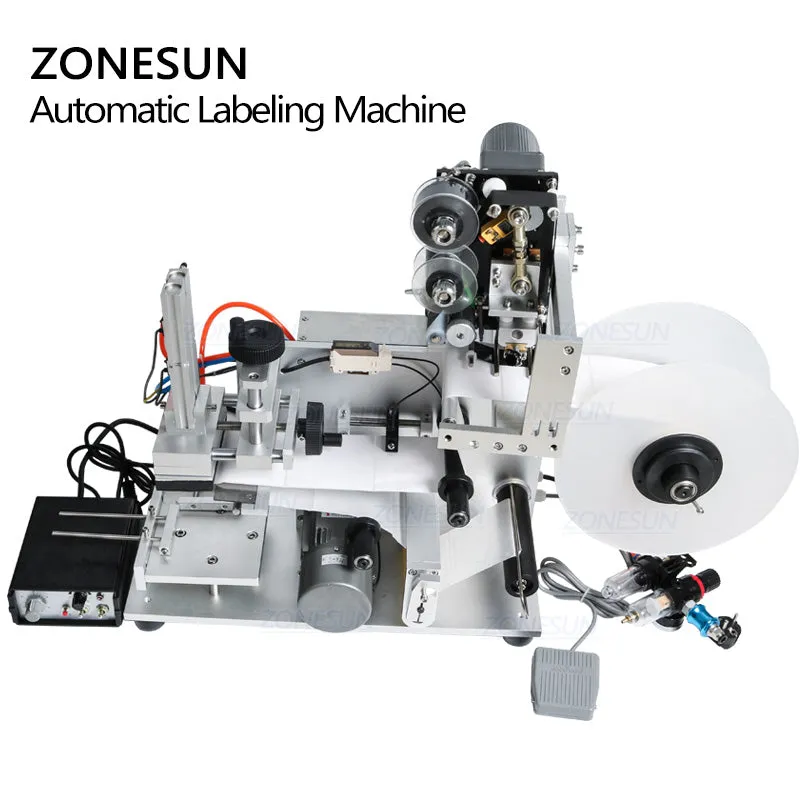 ZS-TB60D Flat Labeling Machine Semi Automatic  Essential Oil  Bottle Labeling Machine With Date Coding